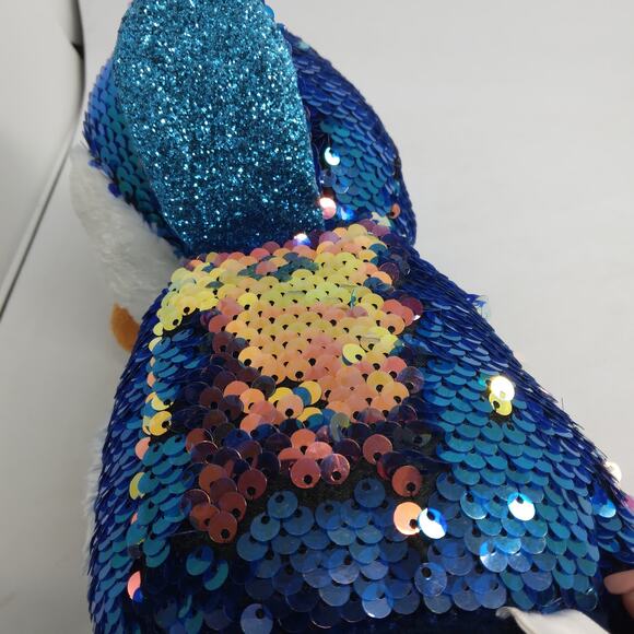 TY Flippables Payton 9" Penguin Beanie Babies Toy Sequins Blue and White - Picture 7 of 8